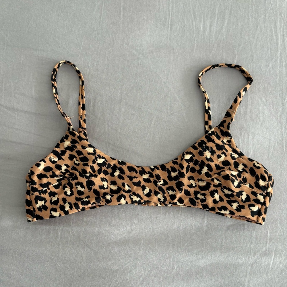Aerie cheetah print scoop neck bikini top